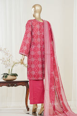 Bin Saeed Stitched 3 Piece Exclusive Printed Lawn Vol-10 Suit-LSM-2981-RED