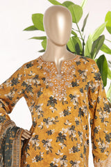 Bin Saeed Stitched 3 Piece Exc Emb Lawn Short Length With Bell Bottom-LSM-3004-YELLOW