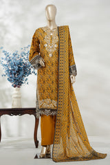 Bin Saeed Stitched 3 Piece Exc Emb Lawn Long Length Suit-LSM-3006-YELLOW