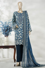 Bin Saeed Stitched 3 Piece Exc Emb Lawn Short Length With Broad Flapper-LSM-3009-ZINK