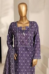 Bin Saeed Stitched 3 Piece Exclusive Printed Lawn Vol-10 Suit-LSM-3024-PURPLE