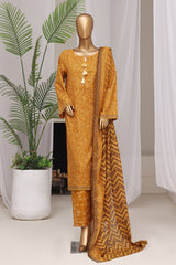 Bin Saeed Stitched 3 Piece Exclusive Printed Lawn Vol-10 Suit-LSM-3029-MUSTARD