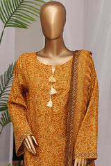 Bin Saeed Stitched 3 Piece Exclusive Printed Lawn Vol-10 Suit-LSM-3029-MUSTARD