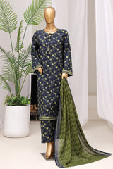 Bin Saeed Stitched 3 Piece Exclusive Printed Lawn Vol-10 Suit-LSM-3030-BLUE