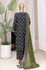 Bin Saeed Stitched 3 Piece Exclusive Printed Lawn Vol-10 Suit-LSM-3030-BLUE