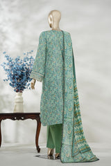 Bin Saeed Stitched 3 Piece Exc Emb Lawn Long Length Suit-LSM-3041-GREEN-S