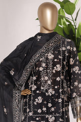 Bin Saeed Stitched 3 Piece Exc Emb Lawn Short Length With Broad Flapper-LSM-3043-GREY