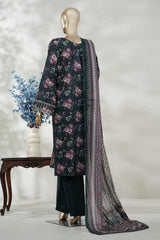 Bin Saeed Stitched 3 Piece Exc Emb Lawn Long Length Suit-LSM-3044-GREEN