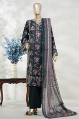 Bin Saeed Stitched 3 Piece Exc Emb Lawn Long Length Suit-LSM-3044-GREEN