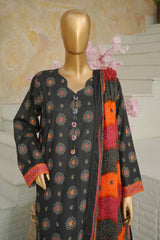 Bin Saeed Stitched 3 Piece Exclusive Printed Lawn Vol-11 Suit-LSM-3067-BLACK