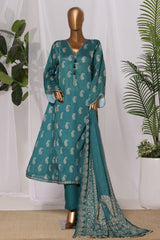 Bin Saeed Stitched 3 Piece Printed Lawn Frock Vol-03 Suit-LSM-3076-Green