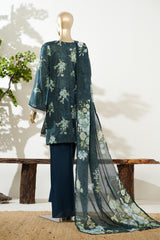 Bin Saeed Stitched 3 Piece Exclusive Lawn with Bellbottom Trouser Vol-02 Suit-LSM-3081-ZINK