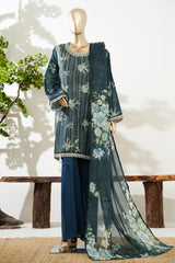 Bin Saeed Stitched 3 Piece Exclusive Lawn with Bellbottom Trouser Vol-02 Suit-LSM-3081-ZINK