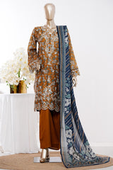 Bin Saeed Stitched 3 Piece Exclusive Emb Lawn Vol-03 Suit-LSM-3082-MUSTARD