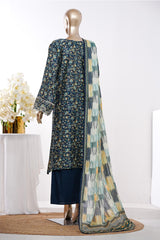 Bin Saeed Stitched 3 Piece Exclusive Emb Lawn Vol-03 Suit-LSM-3083-BLUE