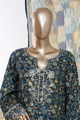 Bin Saeed Stitched 3 Piece Exclusive Emb Lawn Vol-03 Suit-LSM-3083-BLUE
