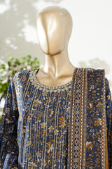 Bin Saeed Stitched 3 Piece Exclusive Lawn with Bellbottom Trouser Vol-02 Suit-LSM-3084-BLUE