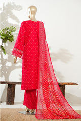 Bin Saeed Stitched 3 Piece Exc Luxury Festive Frock Vol-03 Suit-LSM-3086-RED
