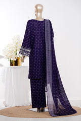 Bin Saeed Stitched 3 Piece Exclusive Emb Lawn Vol-03 Suit-LSM-3087-PURPLE