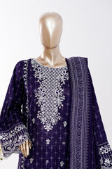 Bin Saeed Stitched 3 Piece Exclusive Emb Lawn Vol-03 Suit-LSM-3087-PURPLE