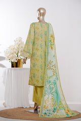 Bin Saeed Stitched 3 Piece Exclusive Emb Lawn Vol-03 Suit-LSM-3088-YELLOW