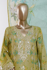 Bin Saeed Stitched 3 Piece Exclusive Emb Lawn Vol-03 Suit-LSM-3088-YELLOW