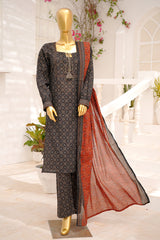 Bin Saeed Stitched 3 Piece Exclusive Printed Lawn Vol-11 Suit-LSM-3097-BLACK