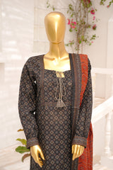 Bin Saeed Stitched 3 Piece Exclusive Printed Lawn Vol-11 Suit-LSM-3097-BLACK