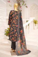 Bin Saeed Stitched 3 Piece Exclusive Printed Lawn Vol-11 Suit-LSM-3098-BLACK