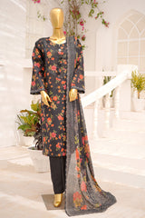 Bin Saeed Stitched 3 Piece Exclusive Printed Lawn Vol-11 Suit-LSM-3098-BLACK