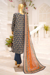 Bin Saeed Stitched 3 Piece Exclusive Printed Lawn Vol-11 Suit-LSM-3100-BLUE