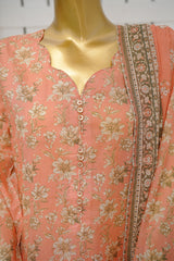 Bin Saeed Stitched 3 Piece Exclusive Printed Lawn Vol-11 Suit-LSM-3107-Peach