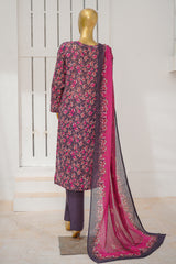 Bin Saeed Stitched 3 Piece Exclusive Printed Lawn Vol-11 Suit-LSM-3108-Purple