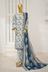 Bin Saeed Stitched 3 Piece Exclusive Printed Lawn Vol-11 Suit-LSM-3109-White