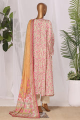 Bin Saeed Stitched 3 Piece Printed Lawn Frock Vol-03 Suit-LSM-3120-Off White
