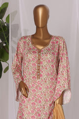 Bin Saeed Stitched 3 Piece Printed Lawn Frock Vol-03 Suit-LSM-3120-Off White