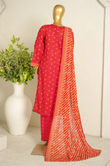 Bin Saeed Stitched 3 Piece Exclusive Printed Lawn Vol-11 Suit-LSM-3121-RED
