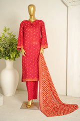 Bin Saeed Stitched 3 Piece Exclusive Printed Lawn Vol-11 Suit-LSM-3121-RED