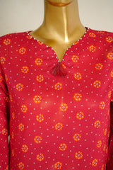 Bin Saeed Stitched 3 Piece Exclusive Printed Lawn Vol-11 Suit-LSM-3121-RED