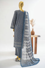 Bin Saeed Stitched 3 Piece Exclusive Printed Lawn Vol-11 Suit-LSM-3142-GRAY