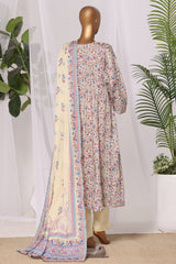 Bin Saeed Stitched 3 Piece Printed Lawn Frock Vol-03 Suit-LSM-3143-MULTI