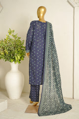 Bin Saeed Stitched 3 Piece Exclusive Printed Lawn Vol-11 Suit-LSM-3145-BLUE