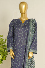 Bin Saeed Stitched 3 Piece Exclusive Printed Lawn Vol-11 Suit-LSM-3145-BLUE