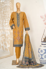 Bin Saeed Stitched 3 Piece Exclusive Printed Lawn Vol-11 Suit-LSM-3146 MUSTARD