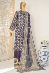 Bin Saeed Stitched 3 Piece Exclusive Printed Lawn Vol-11 Suit-LSM-3147 BLUE