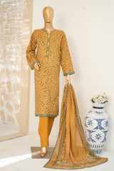 Bin Saeed Stitched 3 Piece Exclusive Printed Lawn Vol-11 Suit-LSM-3148 MUSTARD