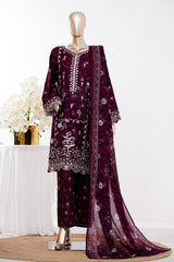 Bin Saeed Stitched 3 Piece Exclusive Emb Lawn Vol-03 Suit-LSM-3149-PURPLE