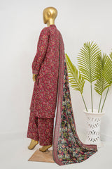 Bin Saeed Stitched 3 Piece Exclusive Printed Lawn Vol-11 Suit-LSM-3150-MAROON