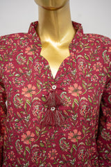 Bin Saeed Stitched 3 Piece Exclusive Printed Lawn Vol-11 Suit-LSM-3150-MAROON