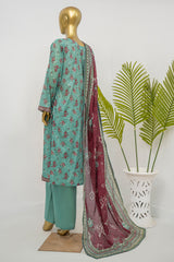 Bin Saeed Stitched 3 Piece Exclusive Printed Lawn Vol-11 Suit-LSM-3151-GREEN